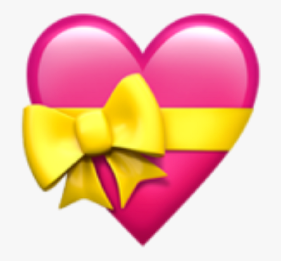 #pink #yellow #bow #heart #emoji - Heart Emoji Transparent, Transparent Clipart