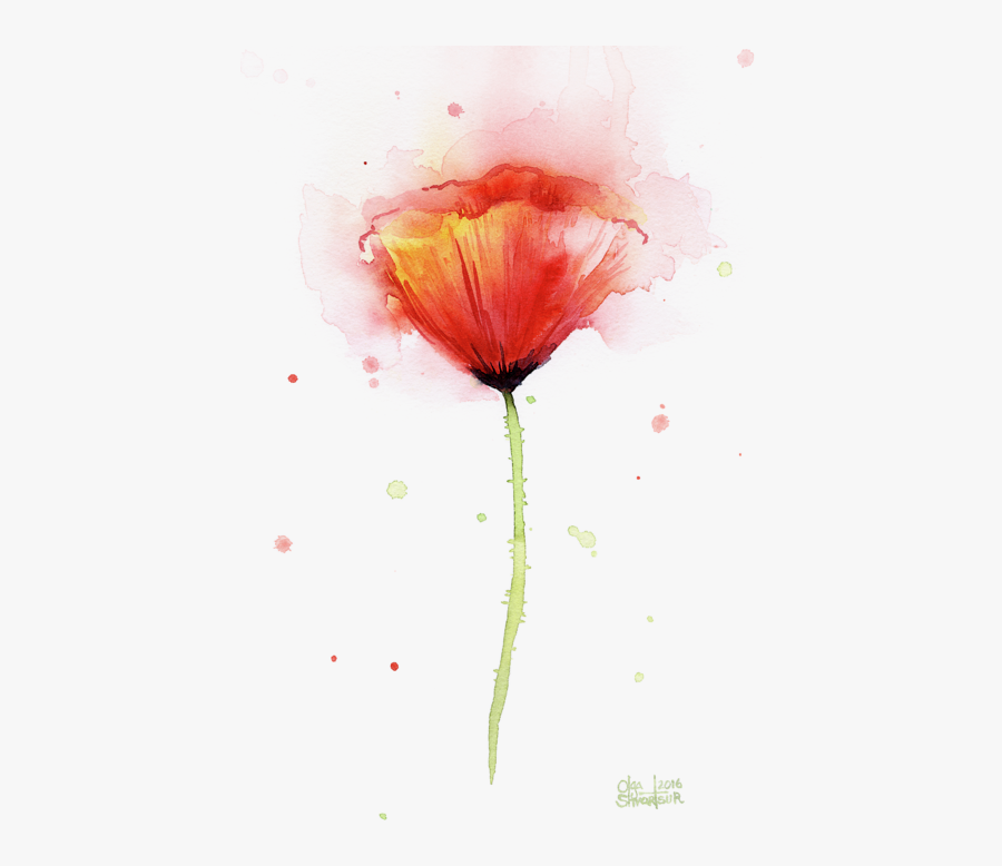 Poppy Flower Png - Water Color Poppy Flower, Transparent Clipart