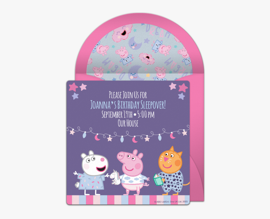Peppa Pig Birthday Invitation Card, Transparent Clipart
