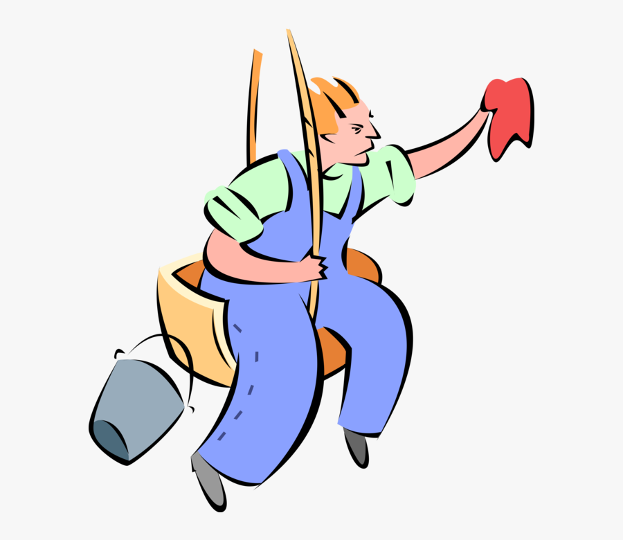 Vector Illustration Of Maintenance Worker Window Cleaner - Limpador De Janela Png, Transparent Clipart