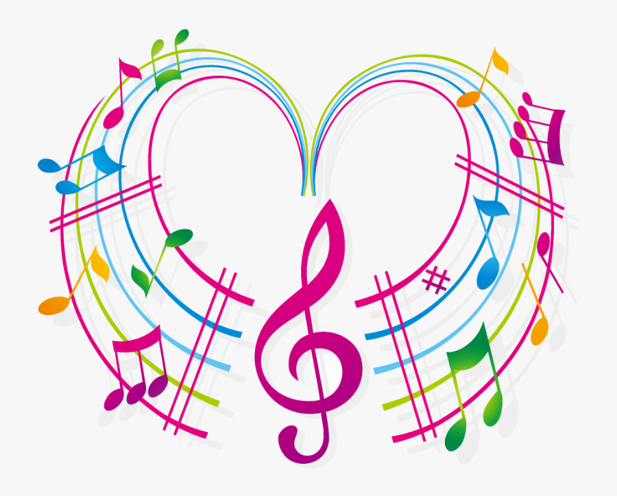#musicalnotes #music #colorful #colored #heart #dance - Colored Musical Notes Symbols, Transparent Clipart
