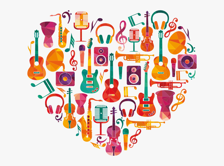 #music #multicolor #musicnotes #notes #instrument #heart - Love Music Instruments, Transparent Clipart
