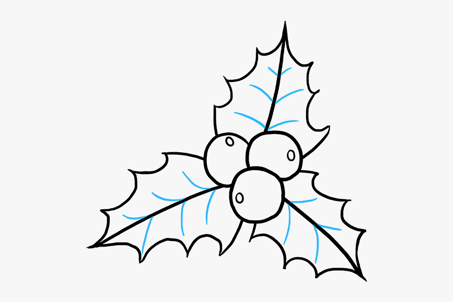 How To Draw Holly - Mistletoe Drawing Easy, Transparent Clipart
