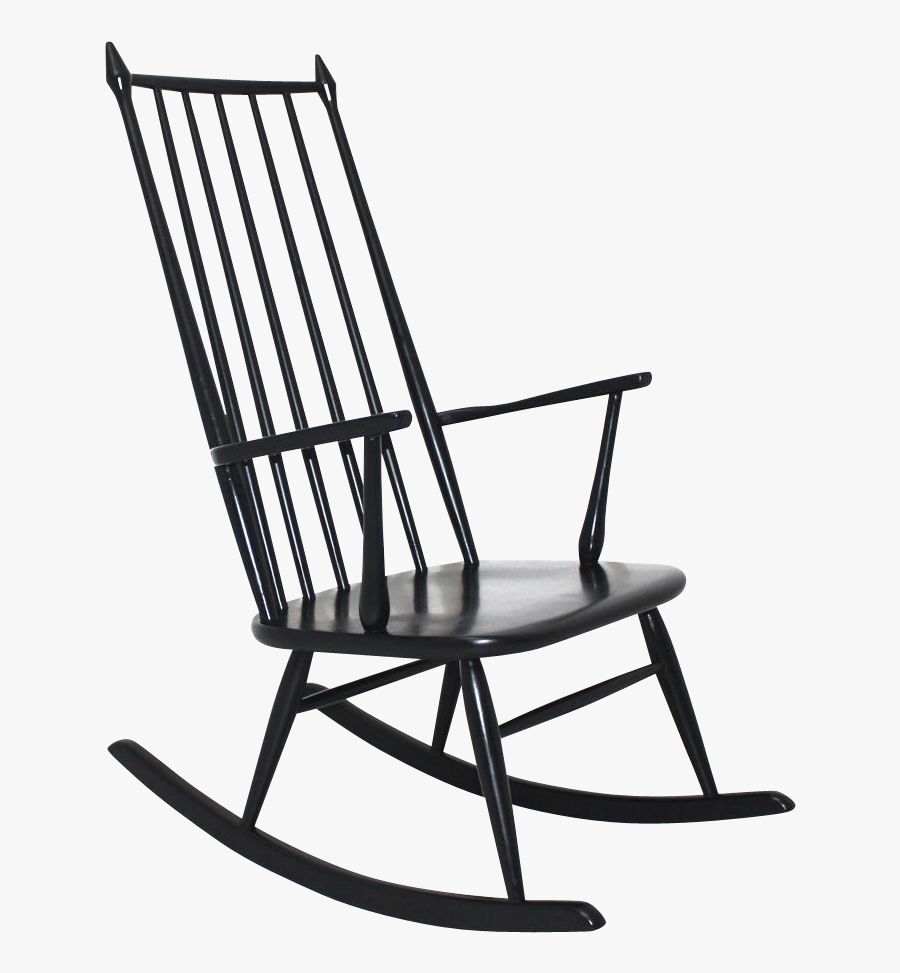 Black Scandinavian Rocking Chair 1960s - Rocking Chair, Transparent Clipart