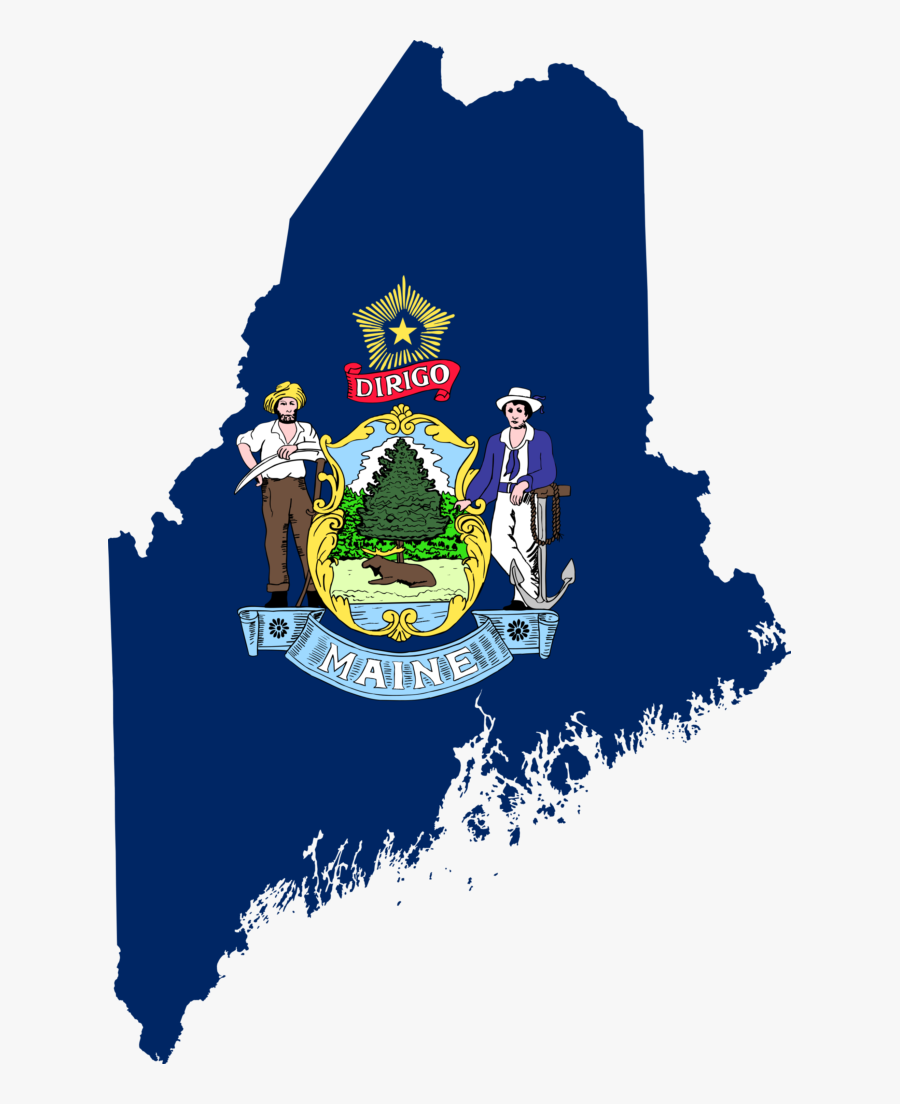Old Maine State Flag - Maine State Map Flag, Transparent Clipart