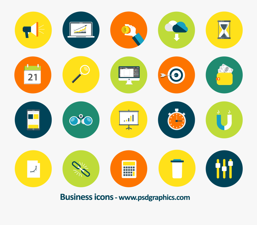 Clip Art Business Icons Vector - Transparent Background Business Icons, Transparent Clipart