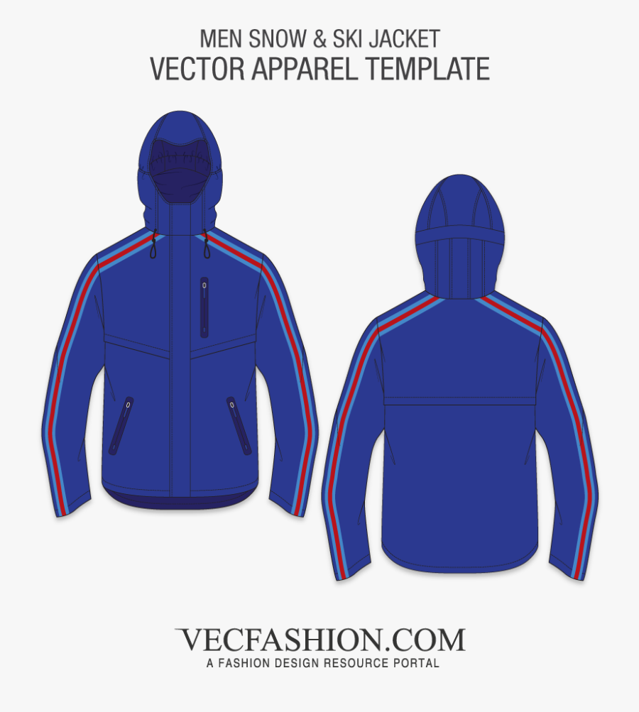 Men Snow And Ski Jacket - High Resolution T Shirt Template Black, Transparent Clipart