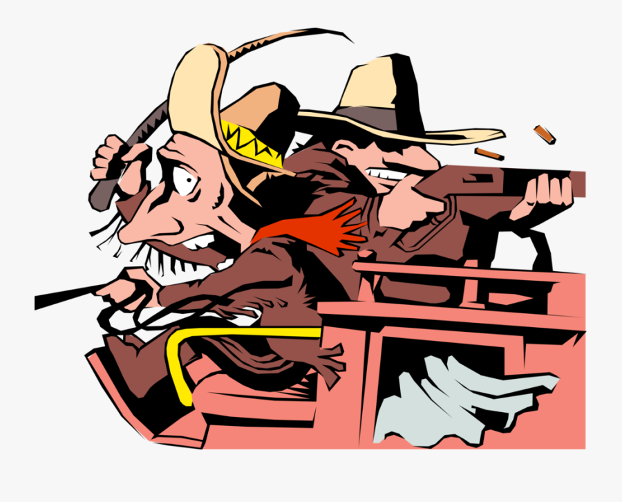 Vector Illustration Of Old West Stagecoach Motorist - Stagecoach Cartoon West, Transparent Clipart