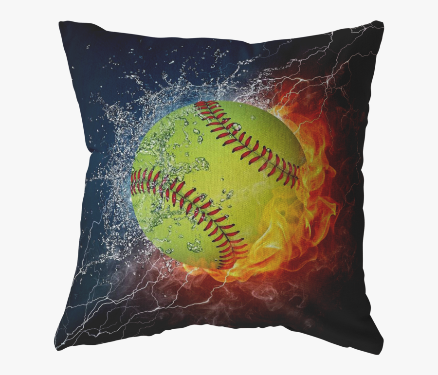 Transparent Flaming Softball Clipart - Water And Fire Softball, Transparent Clipart
