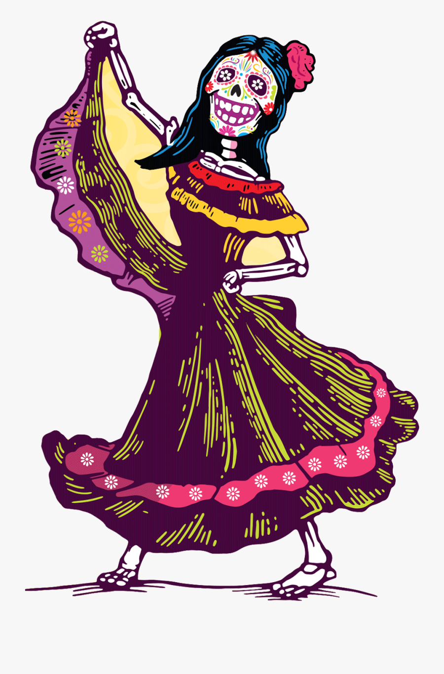 Dia De Los Muertos Clipart Skeleton - Dia De Los Muertos Transparent, Transparent Clipart