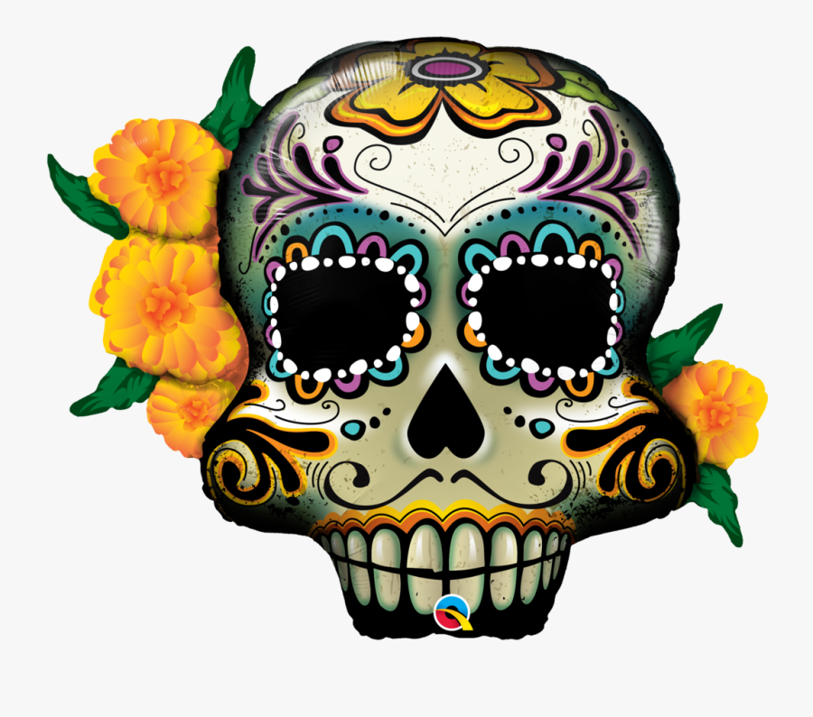 Qualatex Halloween Day Of The Dead Skull - Skull Day Of The Dead Balloons, Transparent Clipart