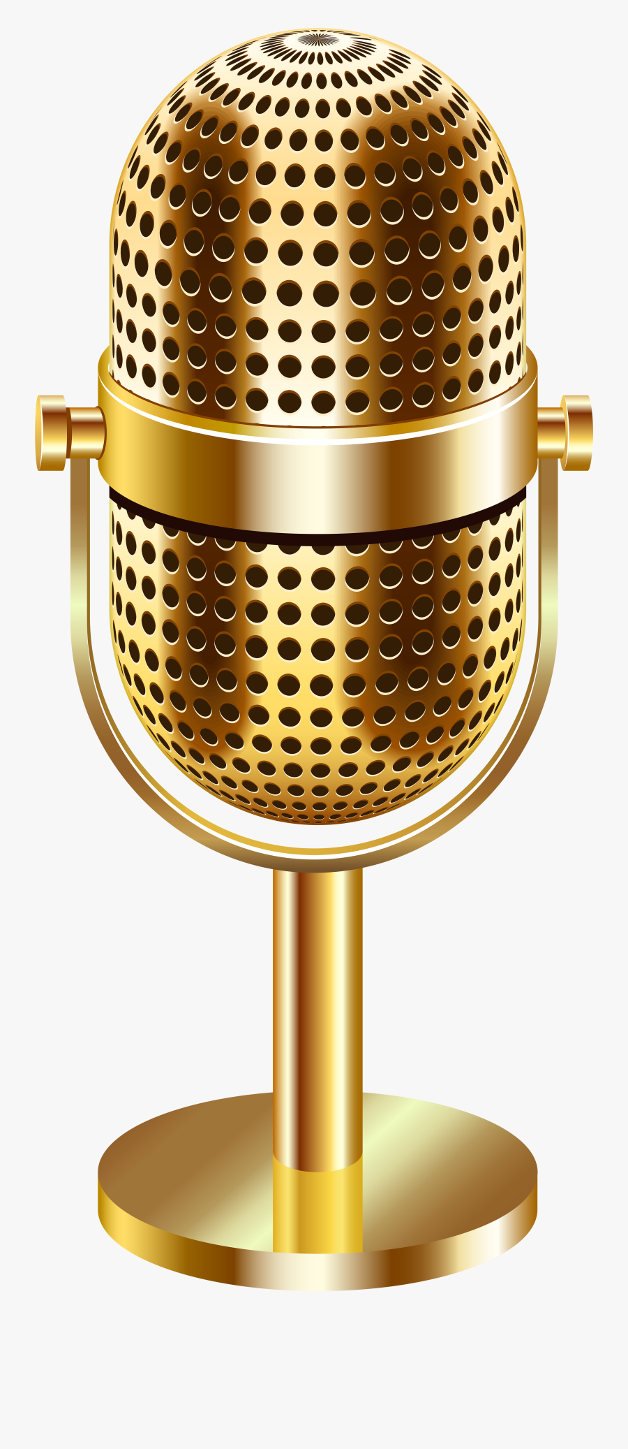 Vintage Microphone Gold Transparent Clip Art Image - Microphone Clipart Transparent Background, Transparent Clipart