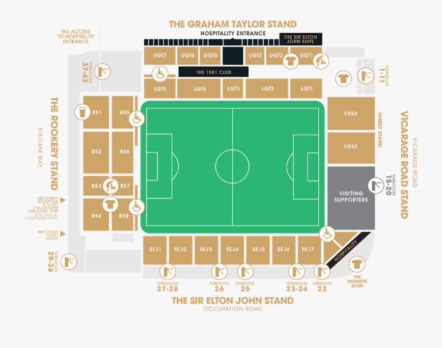 Vicarage Road Watford Fc - Watford Stadium Seating Plan, Transparent Clipart