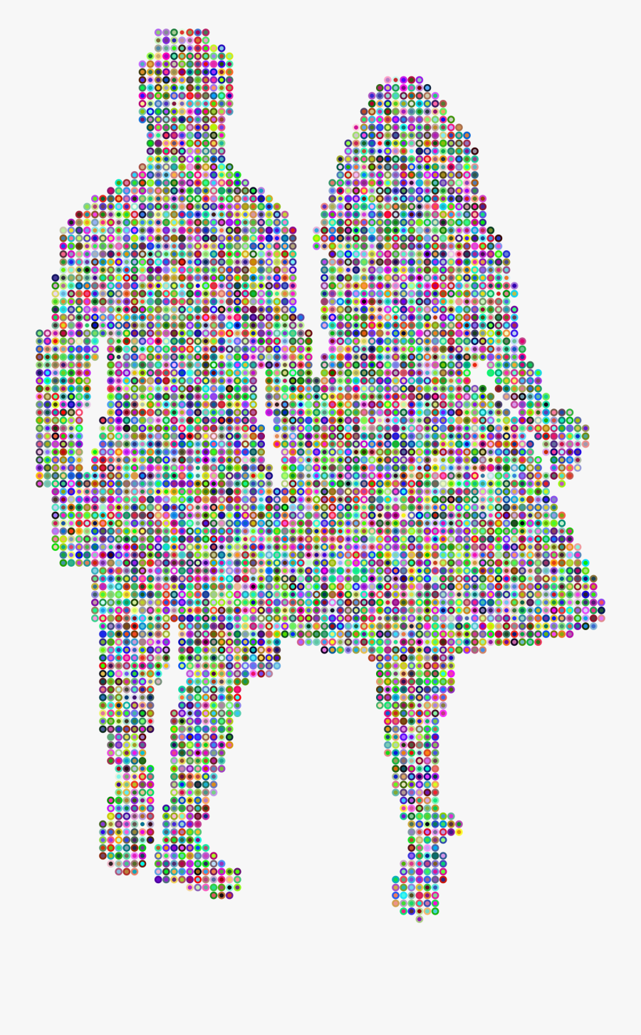 Prismatic Holding Hands Silhouette - Clipart Couple At Christmas Tree, Transparent Clipart