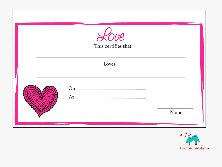 Love Certificate For Boyfriend, Transparent Clipart