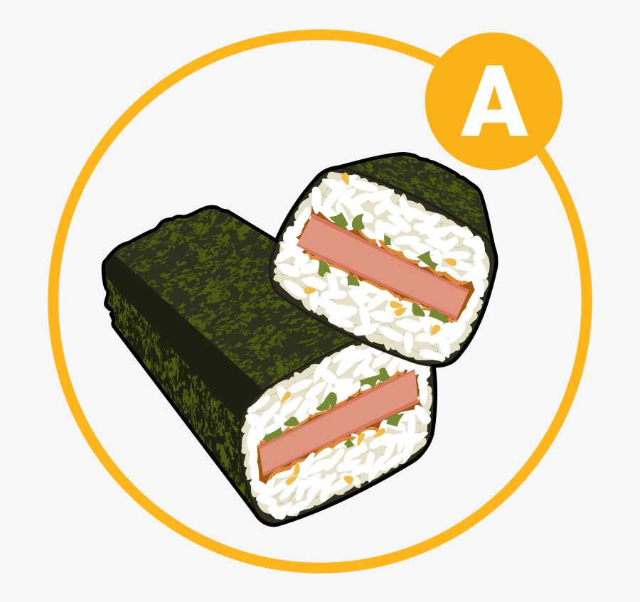 Transparent Spam Musubi Clipart - California Roll, Transparent Clipart