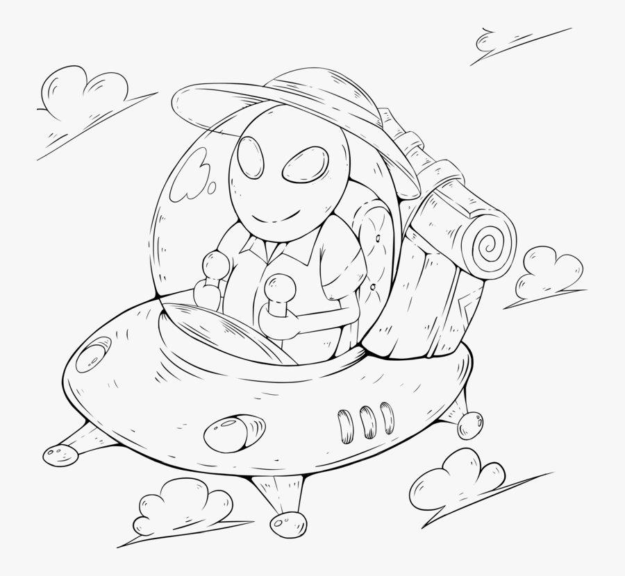 Line Art,style,doodle - Раскраска Инопланетянин, Transparent Clipart
