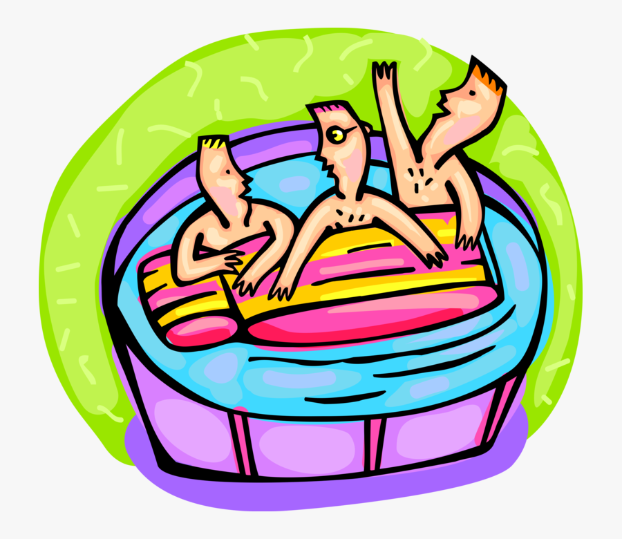 Vector Illustration Of Kids Playing In Backyard Swimming, Transparent Clipart