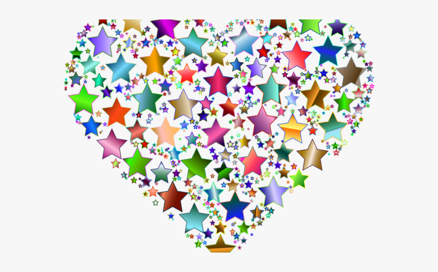 Colorful Heart And Star, Transparent Clipart