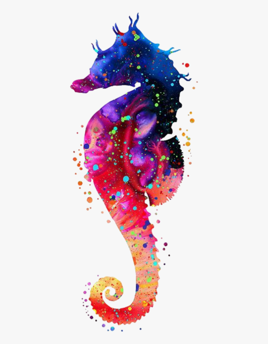 #seahorses #seahorse #beach #ocean #watercolors #watercolor - Caballito De Mar Tatto 3d Acuarela, Transparent Clipart