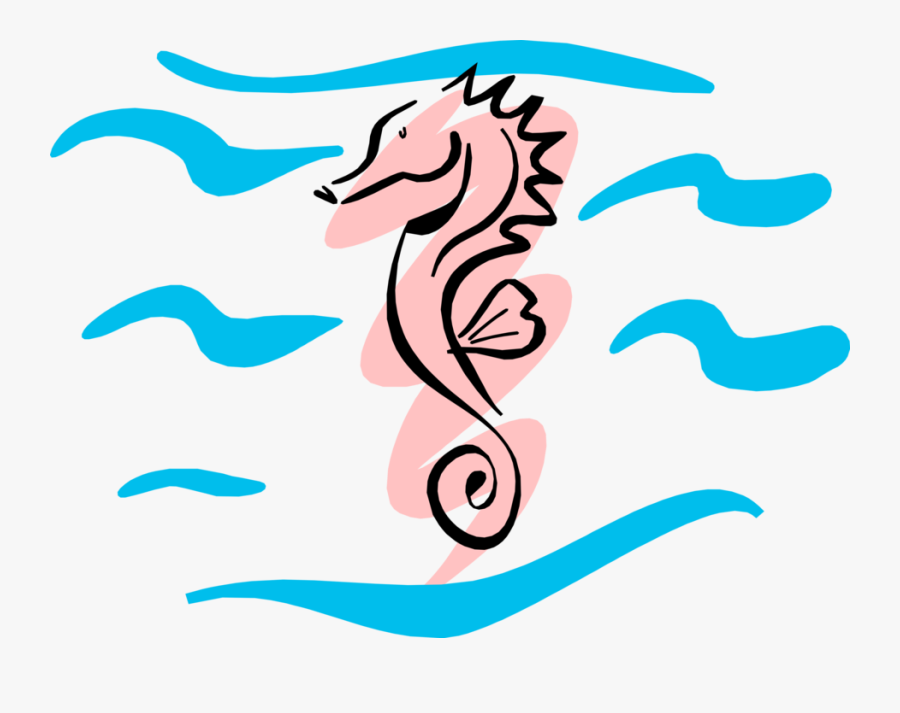 Vector Illustration Of Pink Hippocampus Genus Seahorse - Sea Horse Clip Art, Transparent Clipart