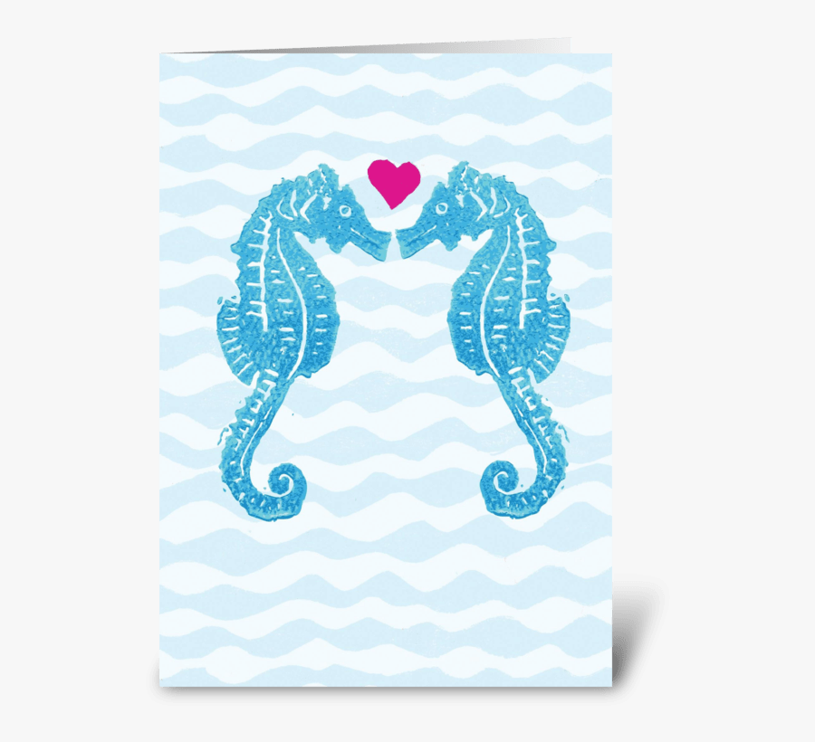 Seahorse Love Greeting Card - Illustration, Transparent Clipart