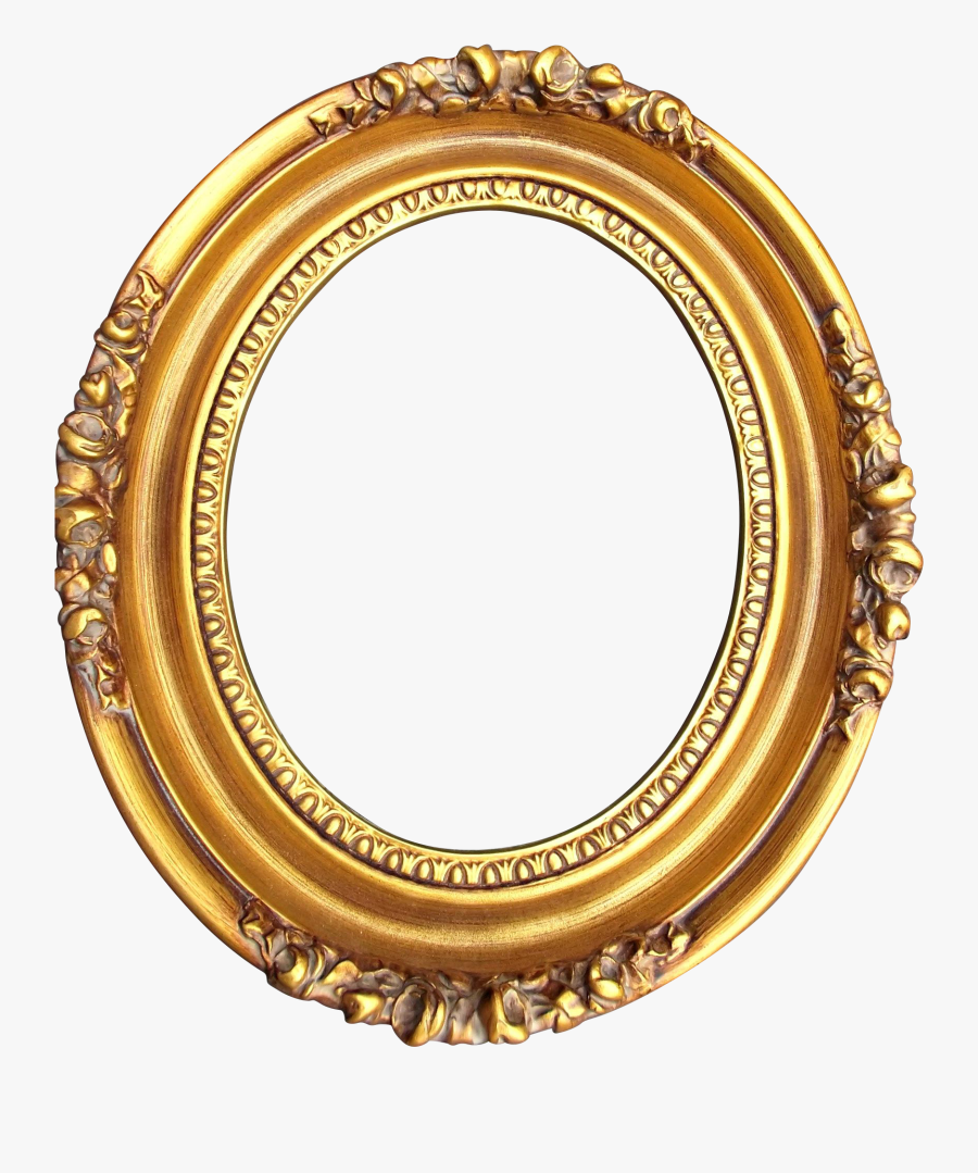 A Vintage Gold Washed Wood Gesso Oval Frame - Oval Gold Frame Png, Transparent Clipart