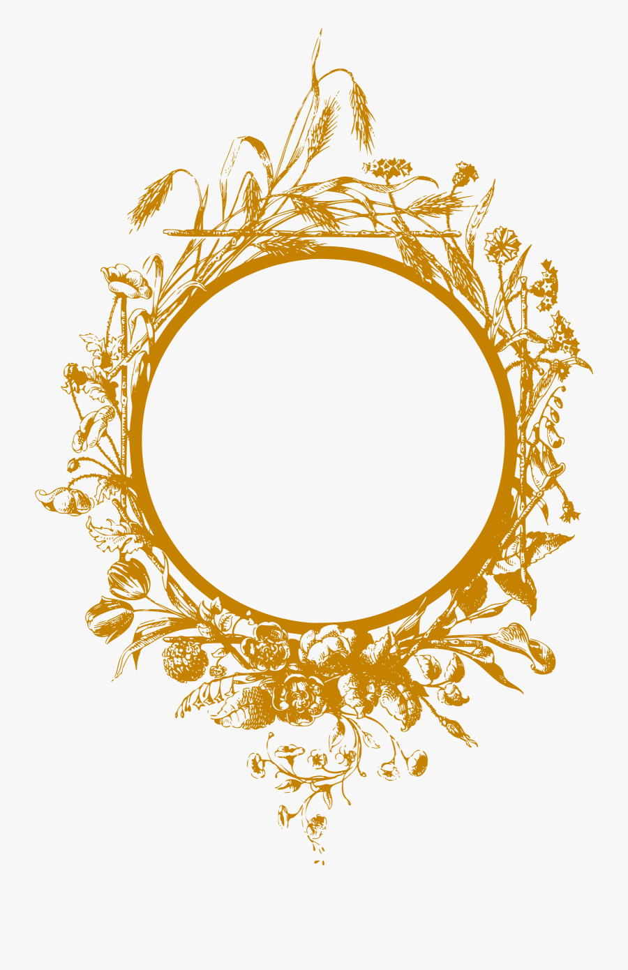 Flowery Frame 2 Clip Arts - اطار ذهبي دائري, Transparent Clipart