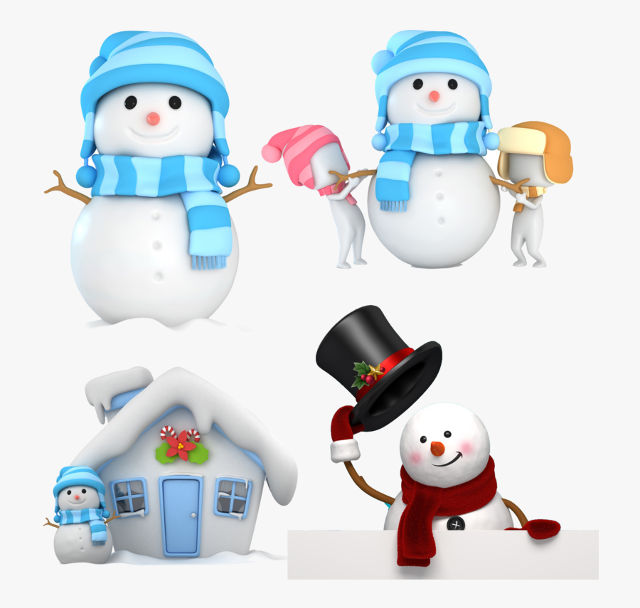Snowman With Blue Scarf, Transparent Clipart