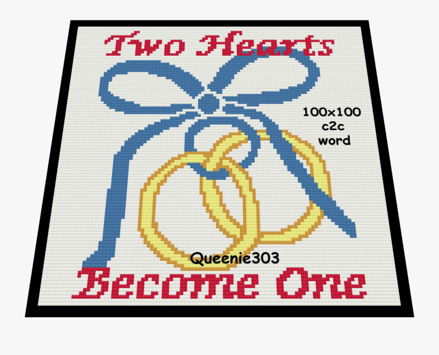 Two Hearts Rings Tied C2c - Cross-stitch, Transparent Clipart