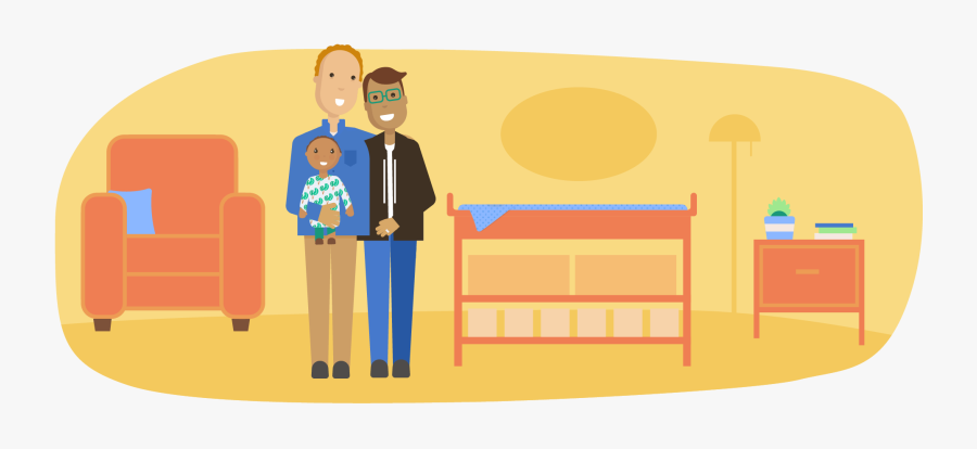 Couple Holding Their Infant In A Nursery - Illustration, Transparent Clipart