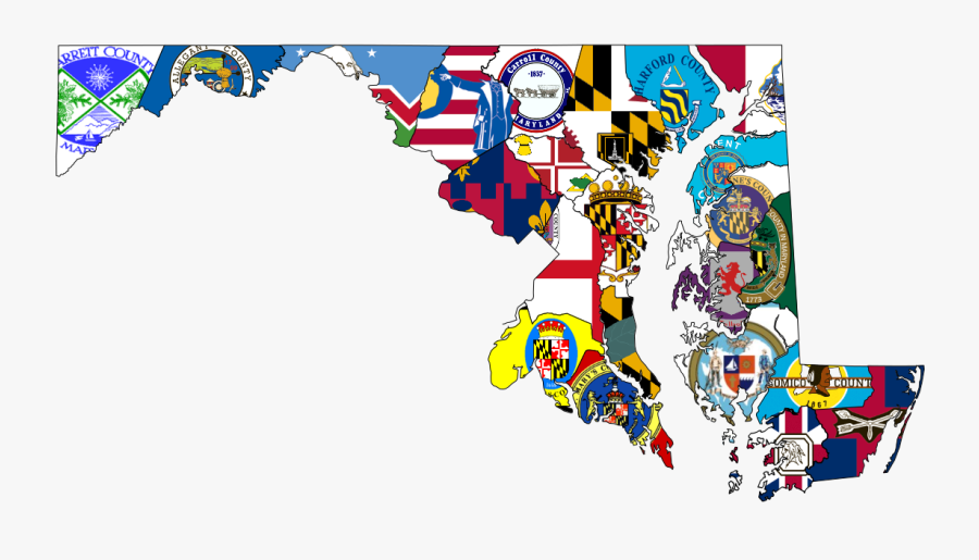 Flag Map Of Maryland Counties, Transparent Clipart