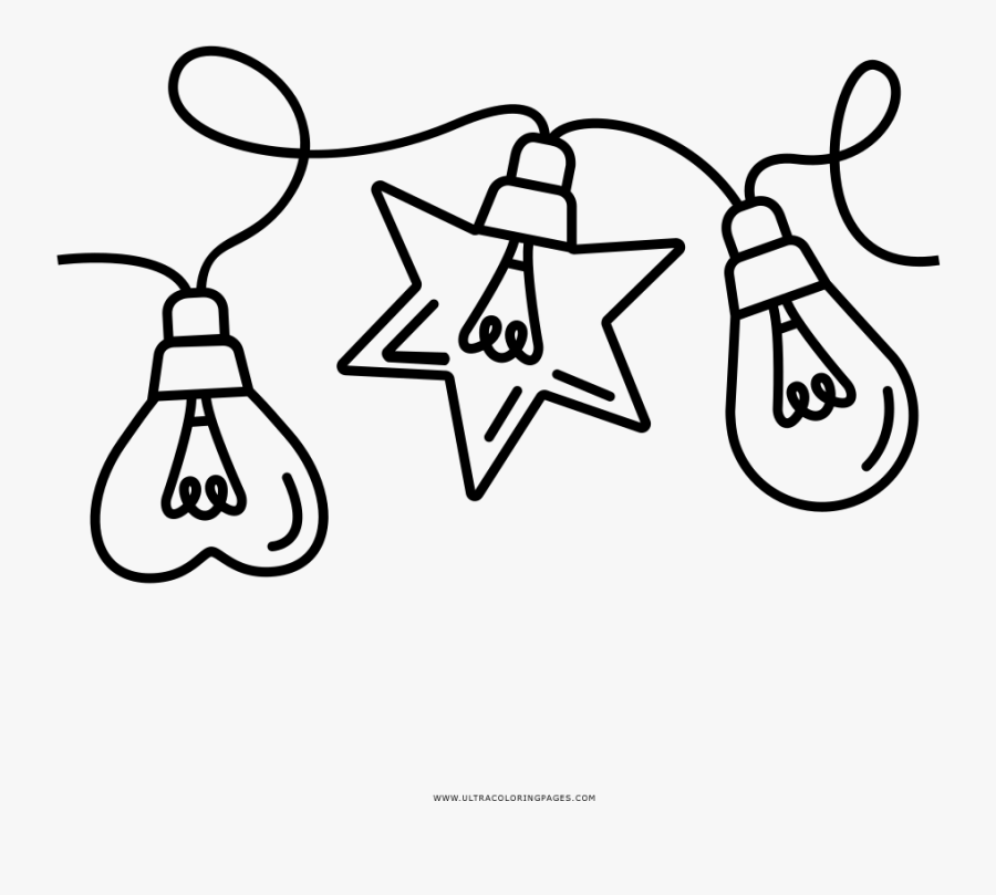 Christmas Lights Coloring Page - Luces De Navidad Para Colorear, Transparent Clipart