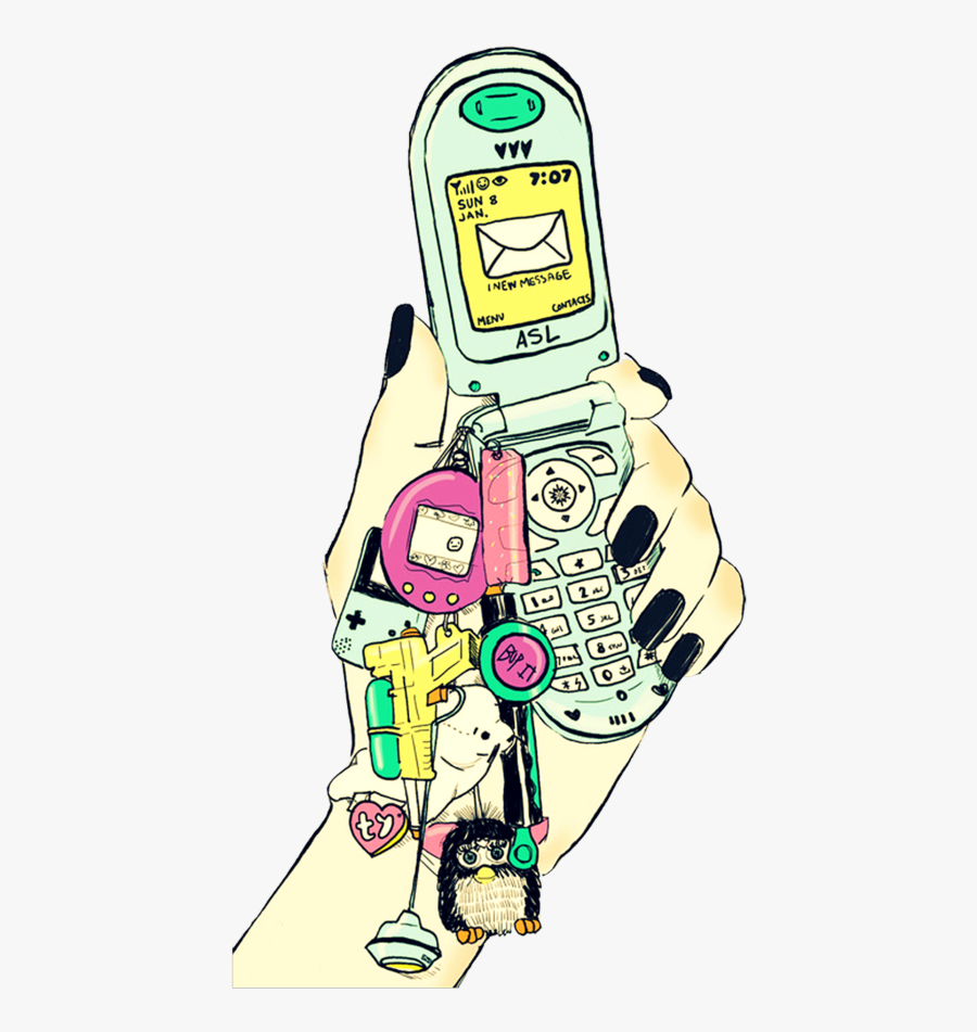 #90sgirl #flipphone - Holding A Flip Phone, Transparent Clipart