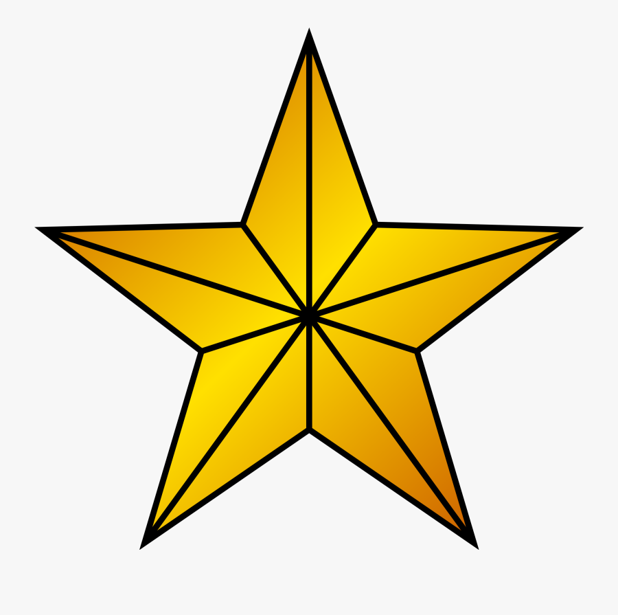 1 Gold Star - Star Divided Into 5, Transparent Clipart