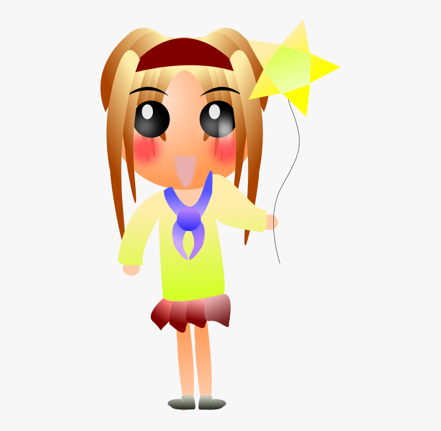 Niña Anime Globo, Transparent Clipart