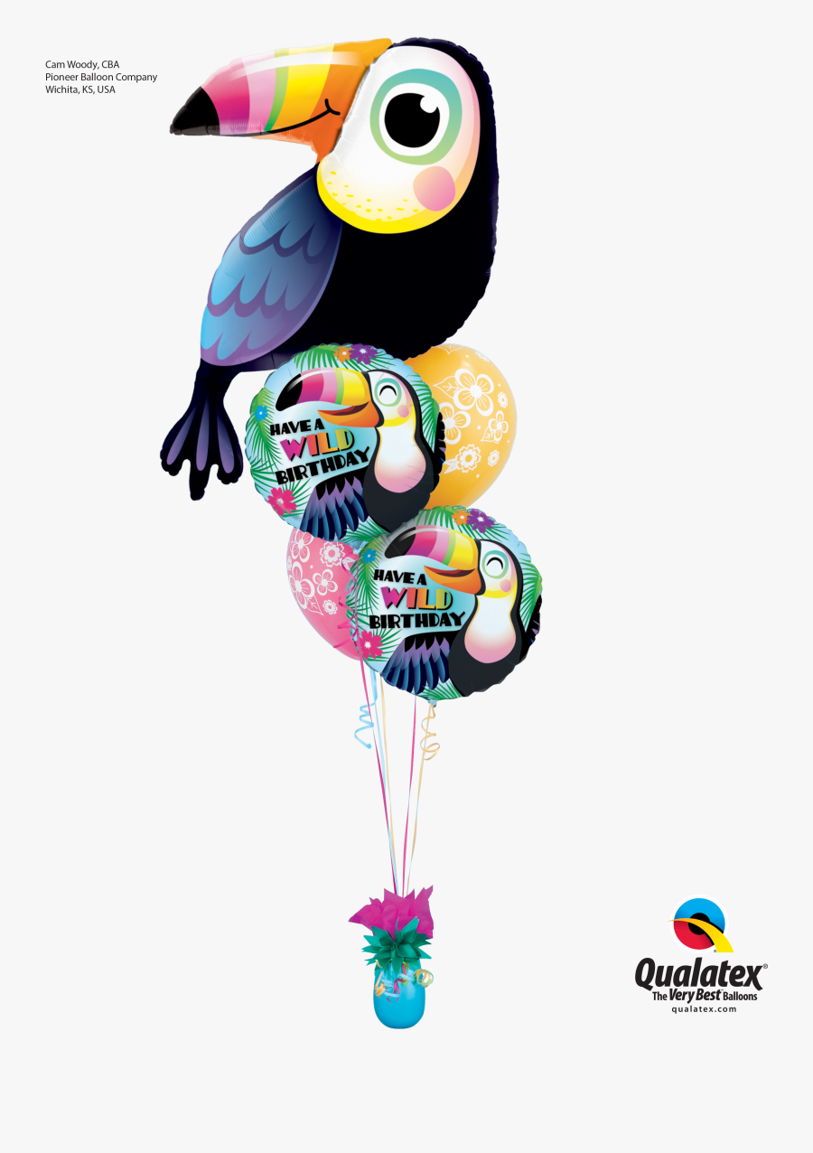 Get A Little Wild On Your Birthday With This Exotic - Qualatex Toucan Foil Bouquet, Transparent Clipart
