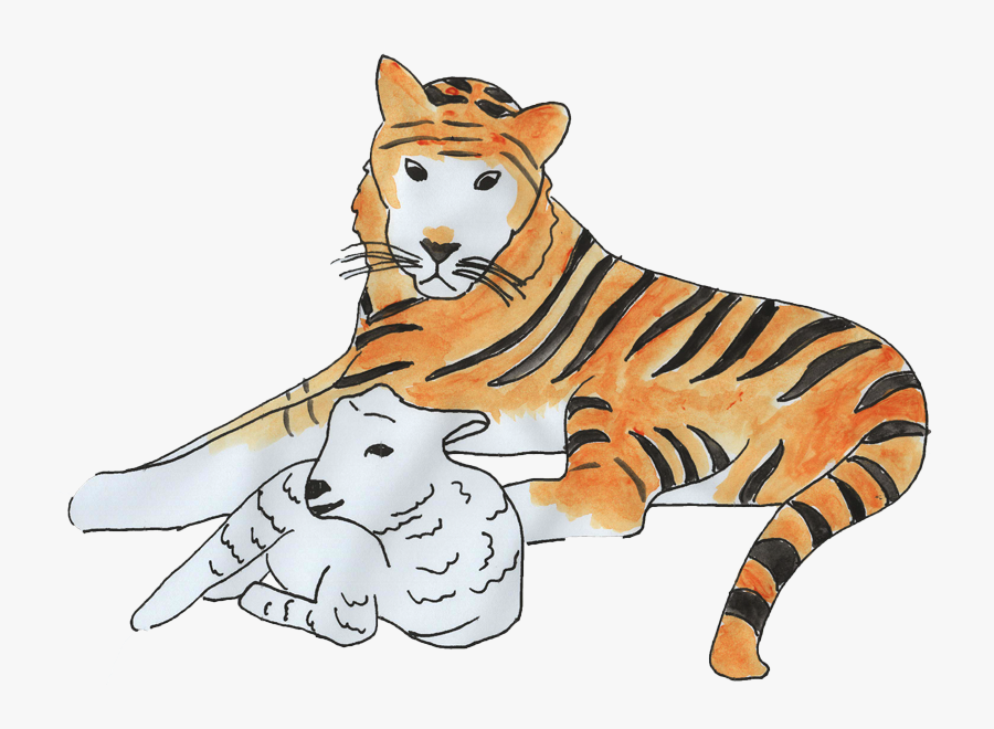 A Tiger And Lamb Lying Down Together, Transparent Clipart