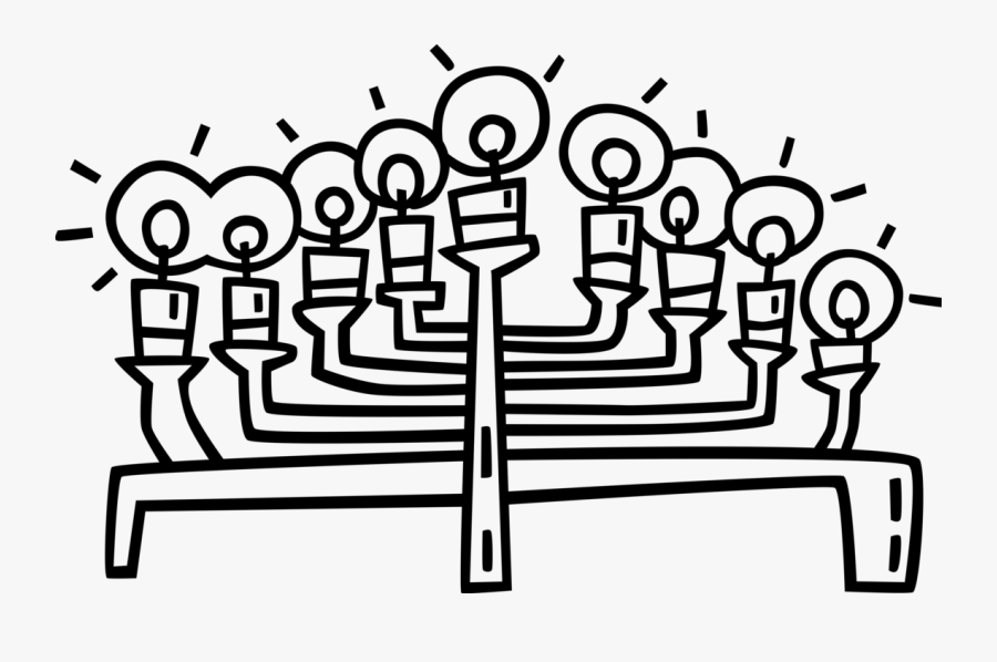 Vector Illustration Of Jewish Chanukah Hanukkah Menorah, Transparent Clipart