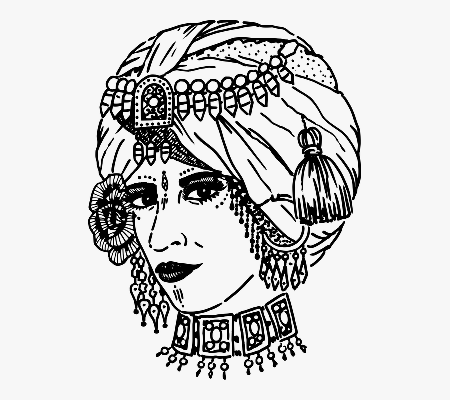 Dance, Oriental, Atc, Tribal, Turban, Rose, Woman - Illustration, Transparent Clipart