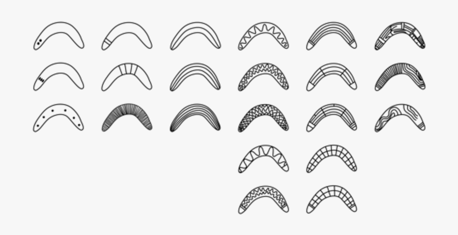 Stylised Line Drawings Of Engraved Boomerang Design - Illustration, Transparent Clipart