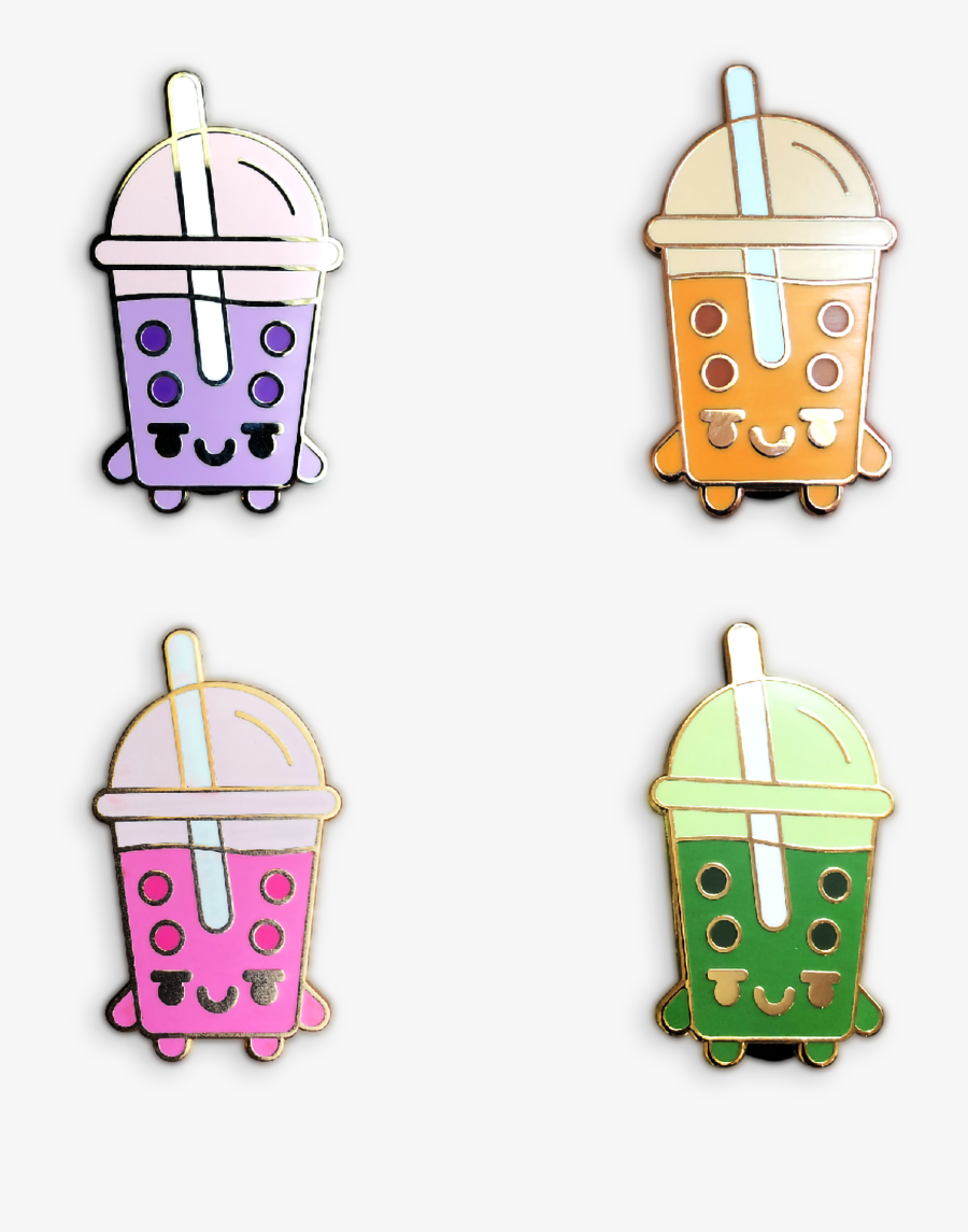 Image Of Boba Tea Pins - Cartoon, Transparent Clipart