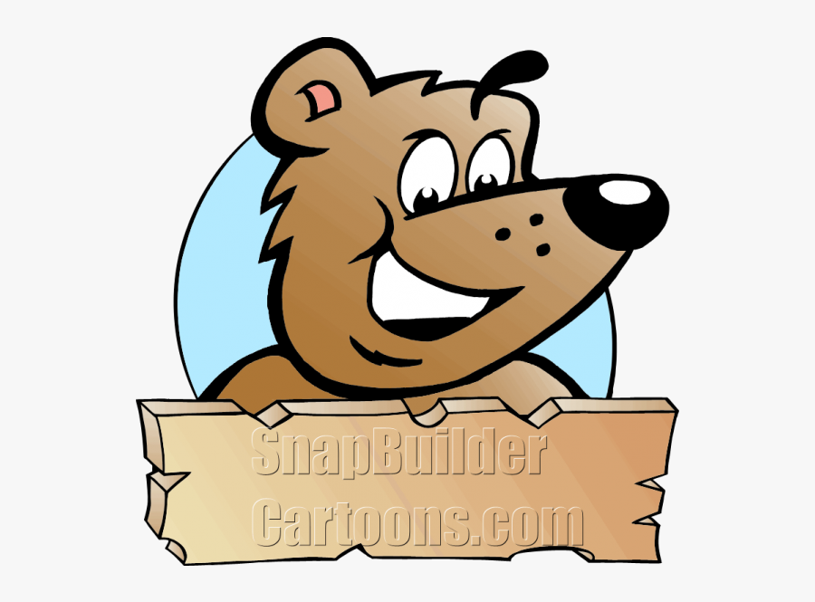 Brown Bear Holding Wood Plank Board - Brown Bear, Transparent Clipart