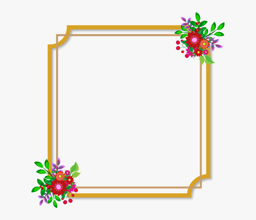 Photo Frame, Flowers, Wedding, Love, Happiness, Style - Flowers Frame Frame Png Border Design, Transparent Clipart