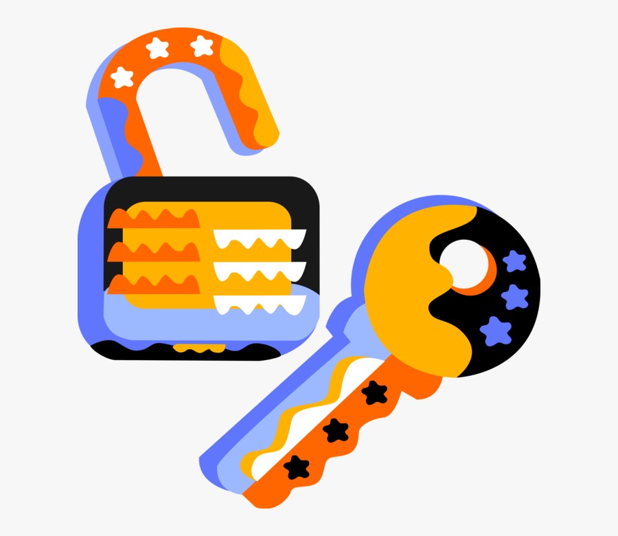 Vector Illustration Of Security Key And Padlock Lock, Transparent Clipart