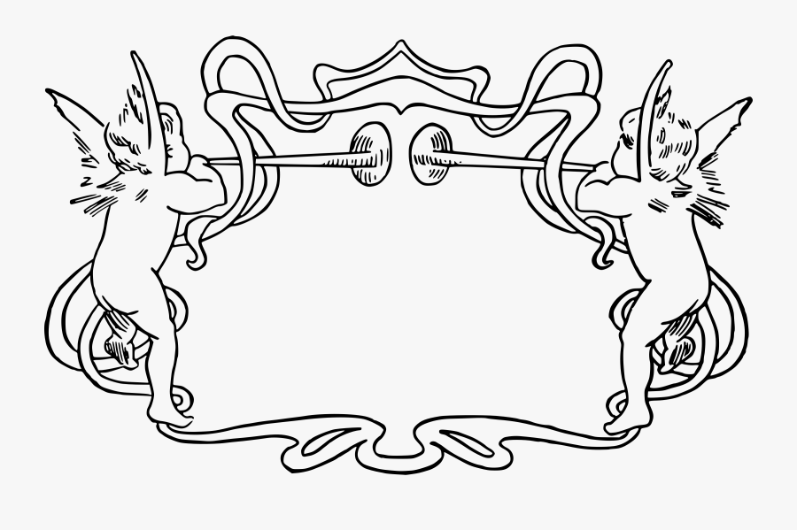 Transparent Trumpet Clip Art - Black And White Cherub Holding, Transparent Clipart
