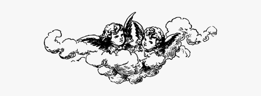 Line Black Cherub Freetoedit - Free Vintage Cherub Vector, Transparent Clipart