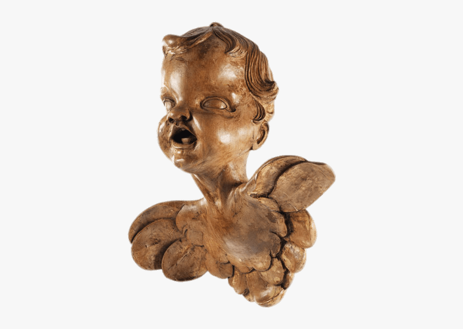 Wooden Cherub Head - Bronze Sculpture, Transparent Clipart