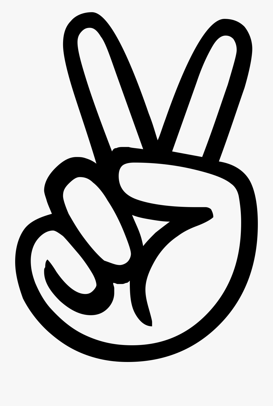 Peace Sign Fingers Outline - Peace Sign Hand , Free Transparent Clipart
