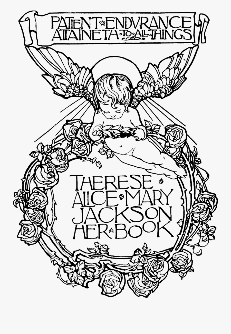 Cherub Rose Wreath Ex Libris Wings Of Whimsy - Png Cherub Rose Wreath Ex Libris, Transparent Clipart